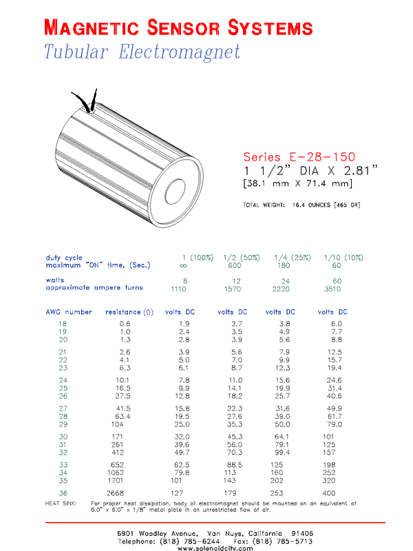 Tubular Electromagnet E-28-150, Page 1