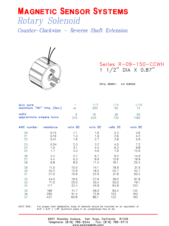 Rotary Solenoid R-09-150-CCWN, Page 1