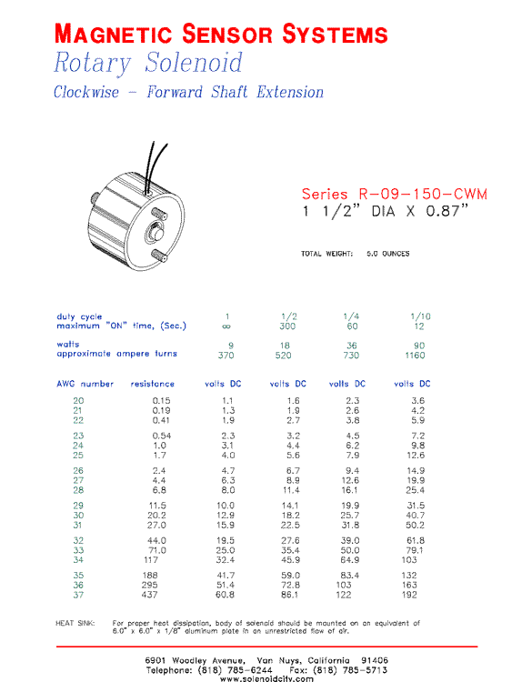 Rotary Solenoid R-09-150-CWM, Page 1