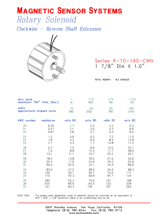 Rotary Solenoid R-10-190-CWN, Page 1