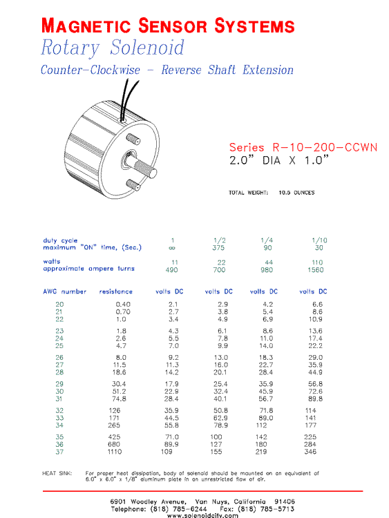 Rotary Solenoid R-10-200-CCWN, Page 1