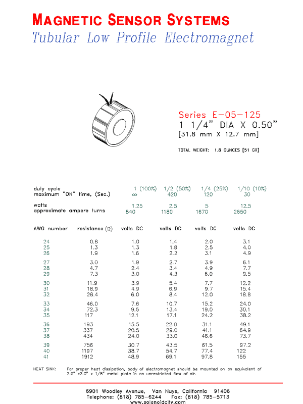 Tubular Electromagnet E-05-125, Page 1