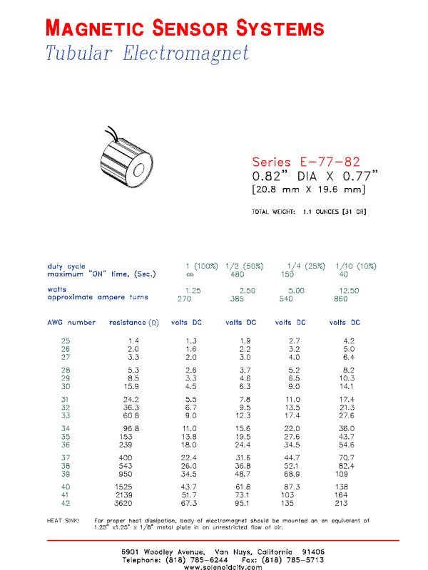 Tubular Electromagnet E-77-82, Page 1