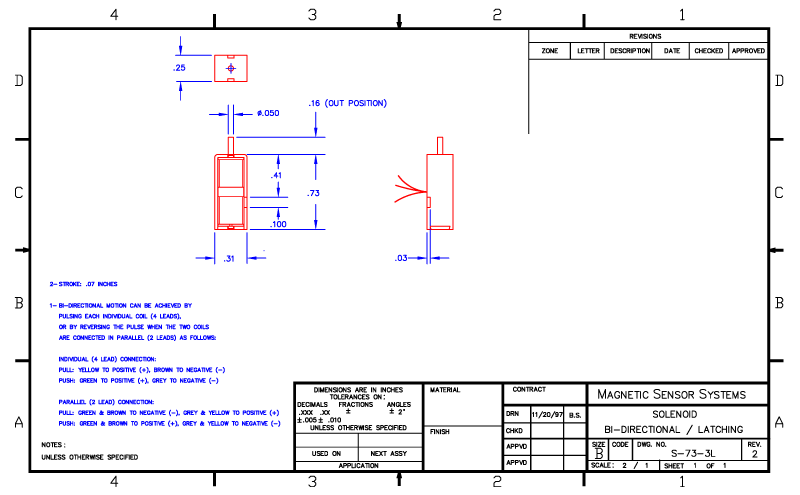 Bi-Directional Latching Solenoid S-73-3L