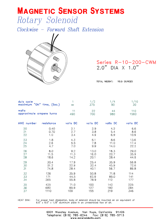 Rotary Solenoid R-10-200-CWM, Page 1