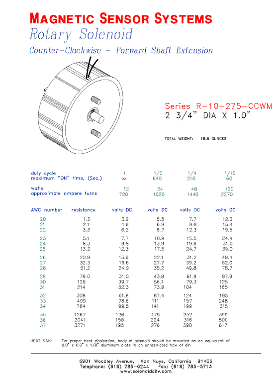 Rotary Solenoid R-10-275-CCWM, Page 1