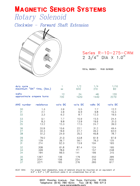 Rotary Solenoid R-10-275-CWM, Page 1