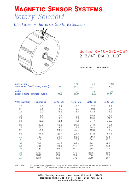 Rotary Solenoid R-10-275-CWN, Page 1